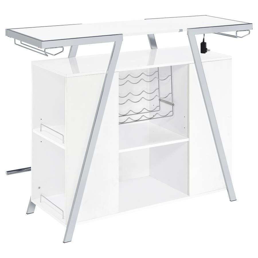 Araceli Freestanding LED Home Bar Cabinet White High Gloss-zoom-17