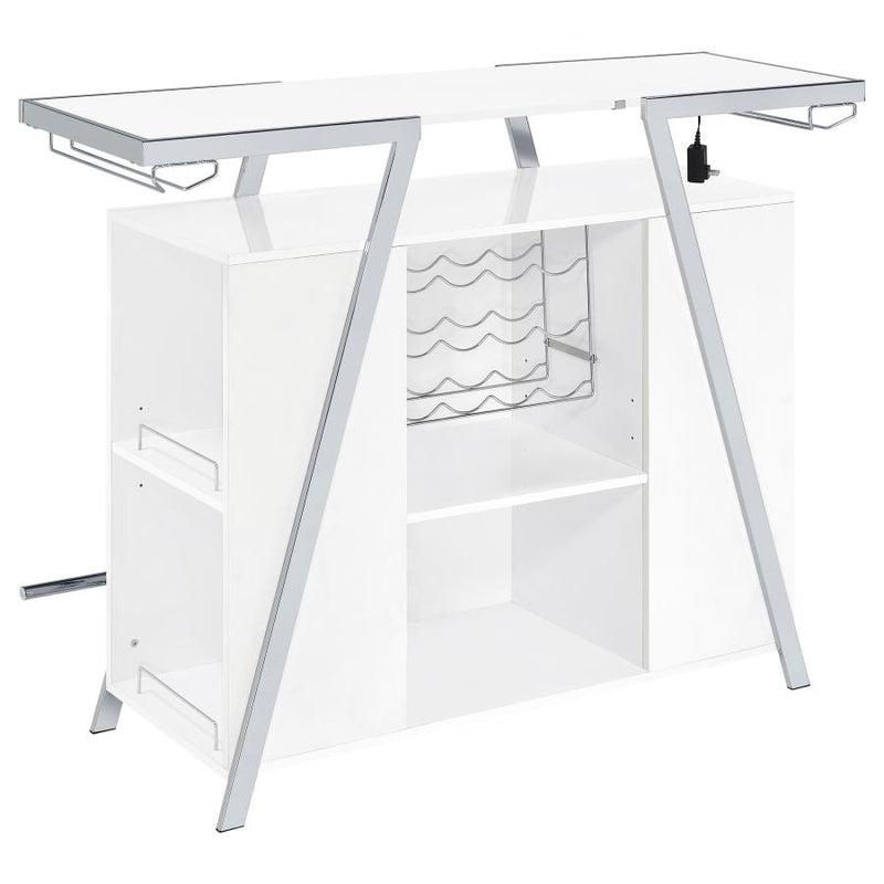 Araceli Freestanding LED Home Bar Cabinet White High Gloss-zoom-