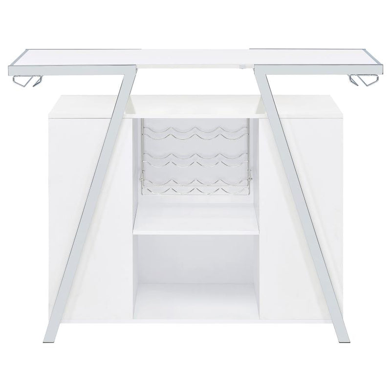Araceli Freestanding LED Home Bar Cabinet White High Gloss-zoom-