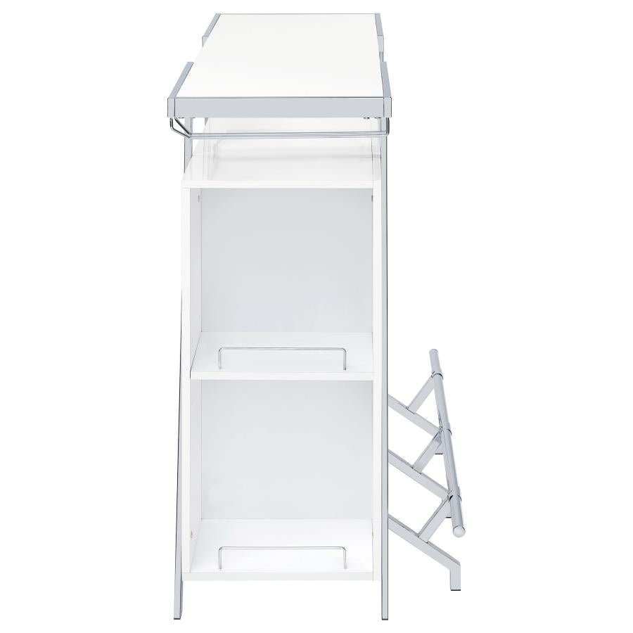 Araceli Freestanding LED Home Bar Cabinet White High Gloss-19