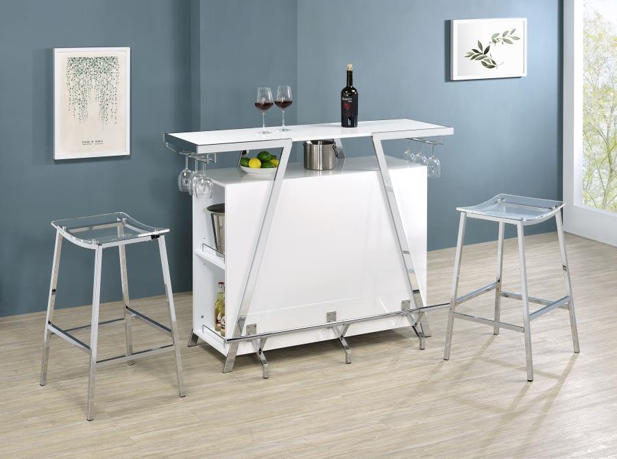 Araceli Freestanding LED Home Bar Cabinet White High Gloss-2