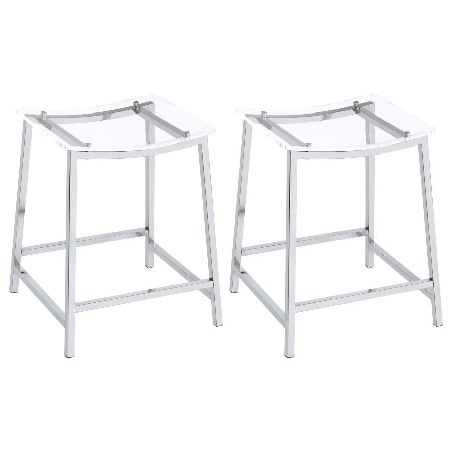 Jovani Acrylic Backless Counter Stool Chrome (Set of 2)-zoom-1