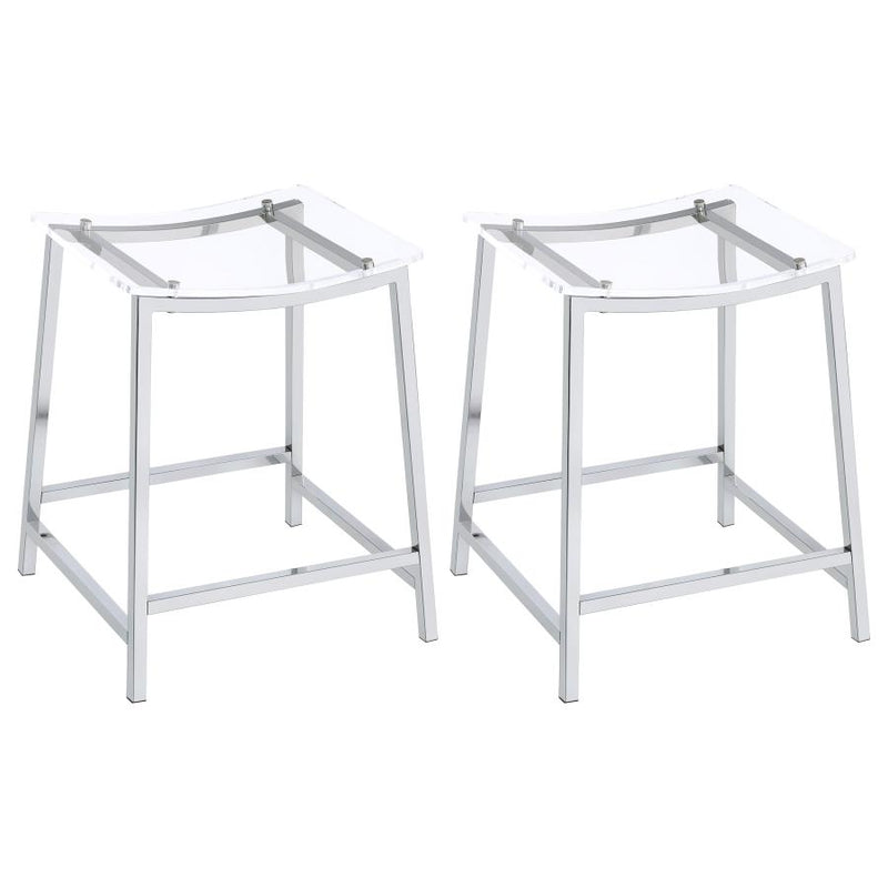 Jovani Acrylic Backless Counter Stool Chrome (Set of 2)-zoom-
