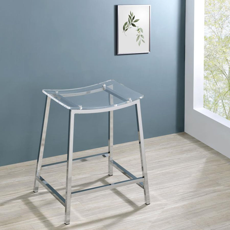 Jovani Acrylic Backless Counter Stool Chrome (Set of 2)-zoom-