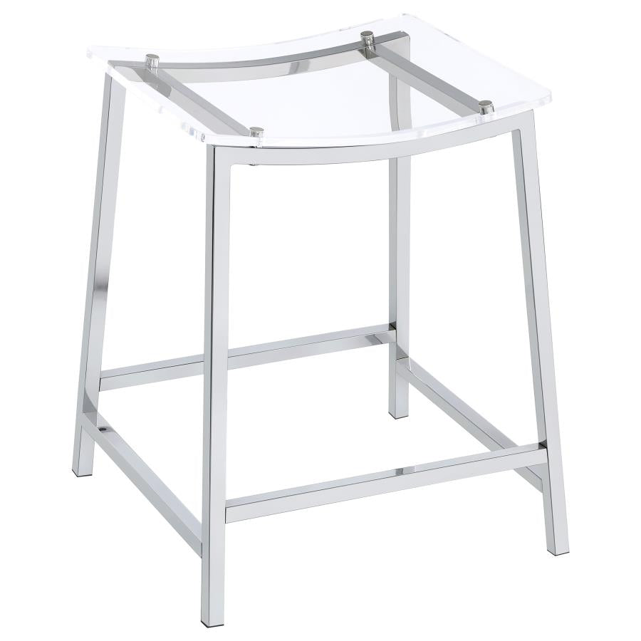 Jovani Acrylic Backless Counter Stool Chrome (Set of 2)-3