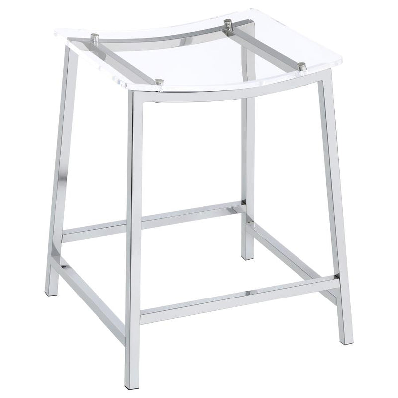 Jovani Acrylic Backless Counter Stool Chrome (Set of 2)-zoom-