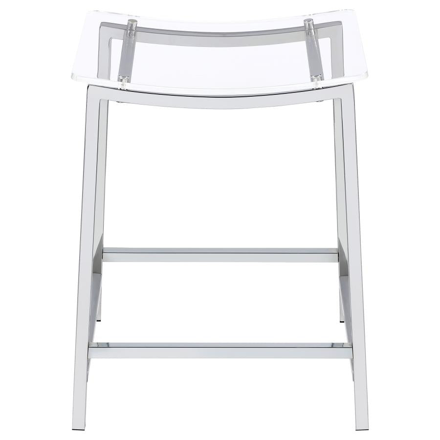 Jovani Acrylic Backless Counter Stool Chrome (Set of 2)-4