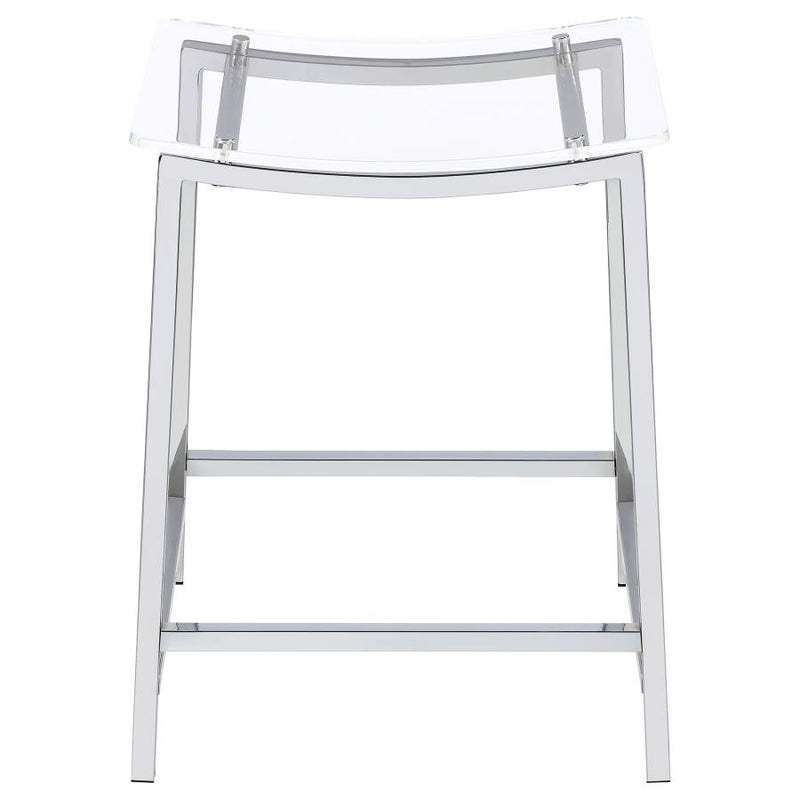 Jovani Acrylic Backless Counter Stool Chrome (Set of 2)-zoom-