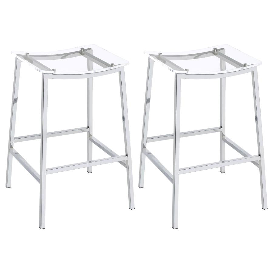 Jovani Acrylic Backless Bar Stool Chrome (Set of 2)-zoom-1
