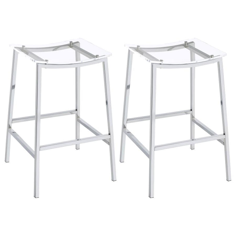 Jovani Acrylic Backless Bar Stool Chrome (Set of 2)-zoom-