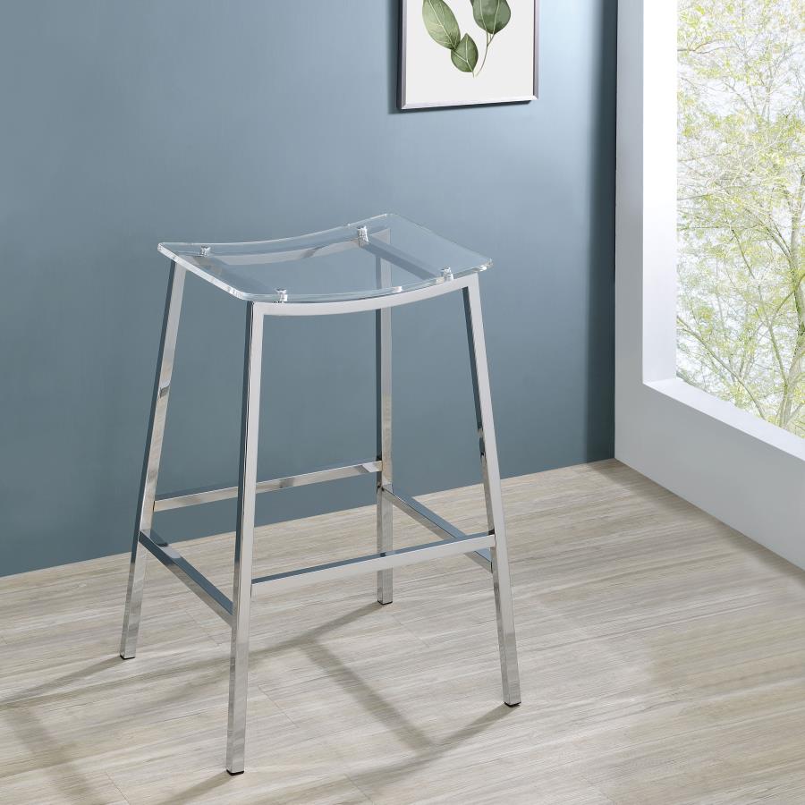 Jovani Acrylic Backless Bar Stool Chrome (Set of 2)-zoom-2
