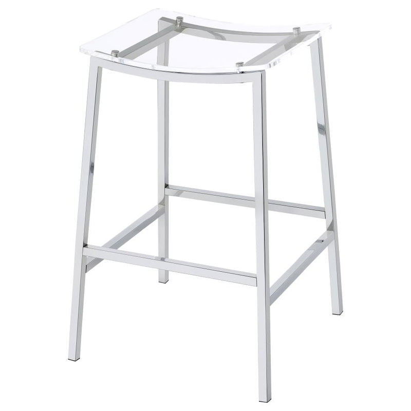 Jovani Acrylic Backless Bar Stool Chrome (Set of 2)-zoom-