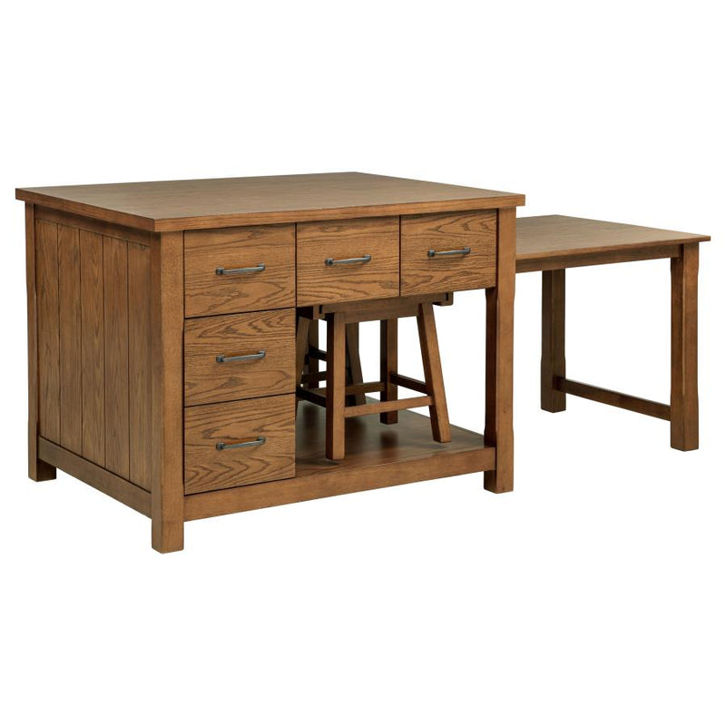 Mayfair 3-piece Kitchen Island with Extension Table Dark Oak-zoom-