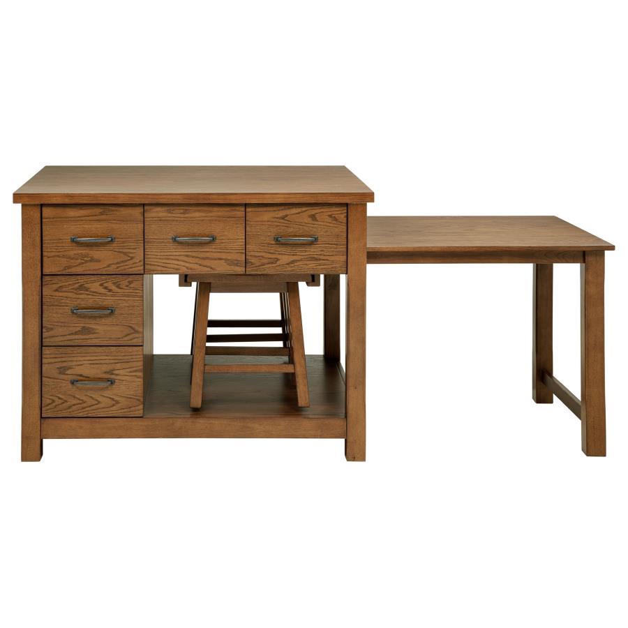Mayfair 3-piece Kitchen Island with Extension Table Dark Oak-zoom-4