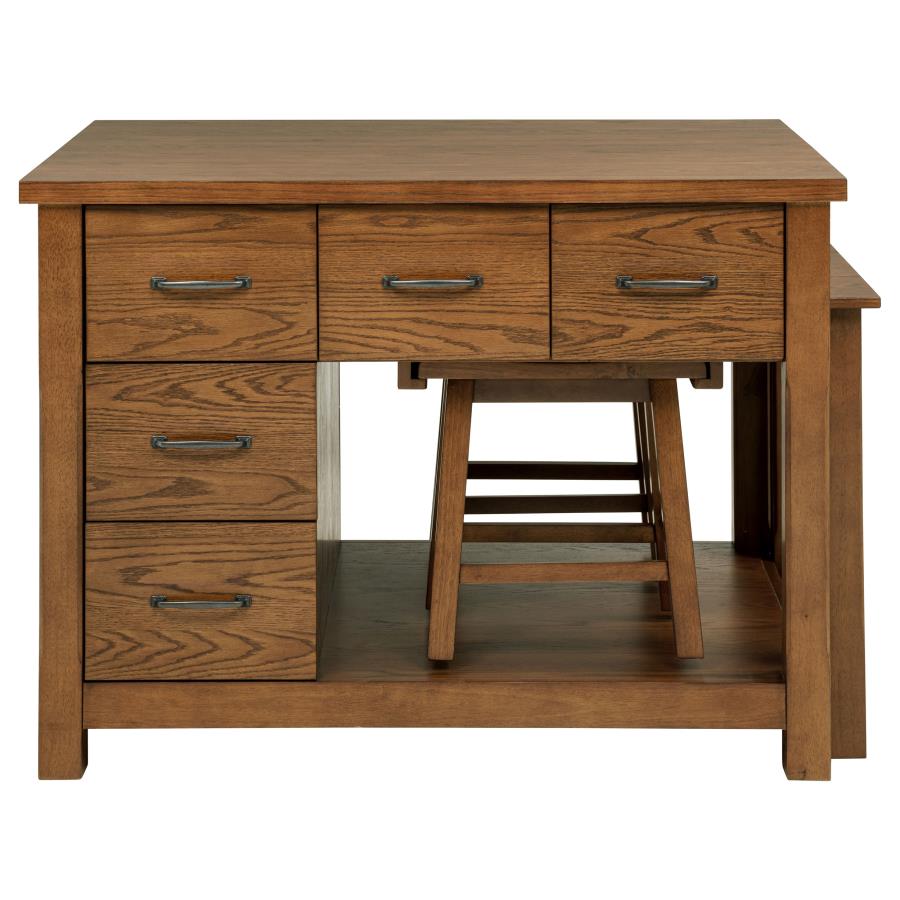 Mayfair 3-piece Kitchen Island with Extension Table Dark Oak-5