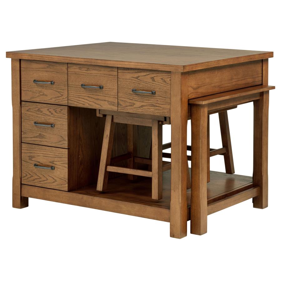 Mayfair 3-piece Kitchen Island with Extension Table Dark Oak-zoom-6