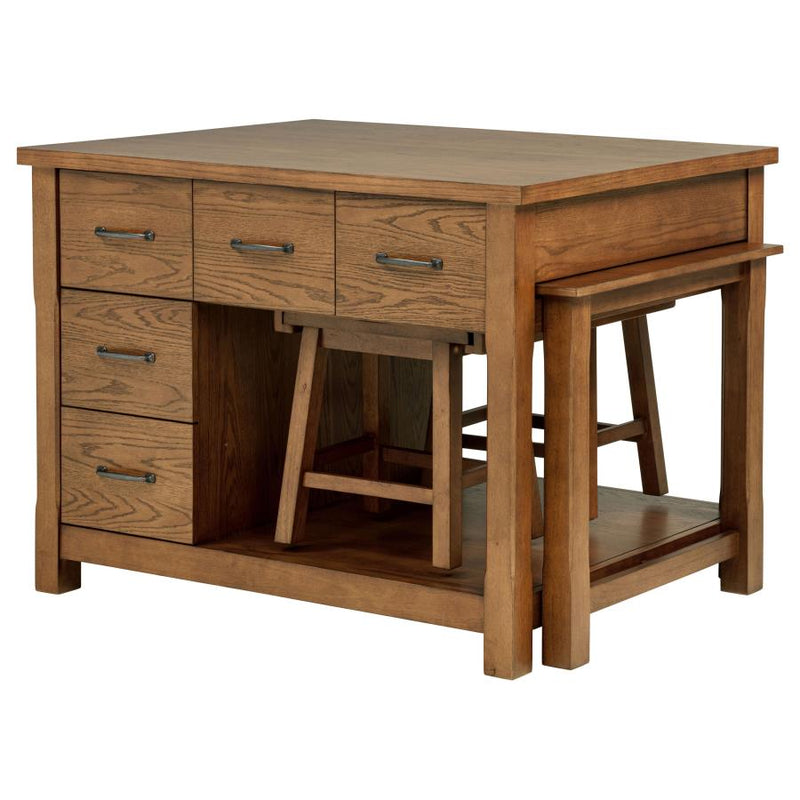 Mayfair 3-piece Kitchen Island with Extension Table Dark Oak-zoom-