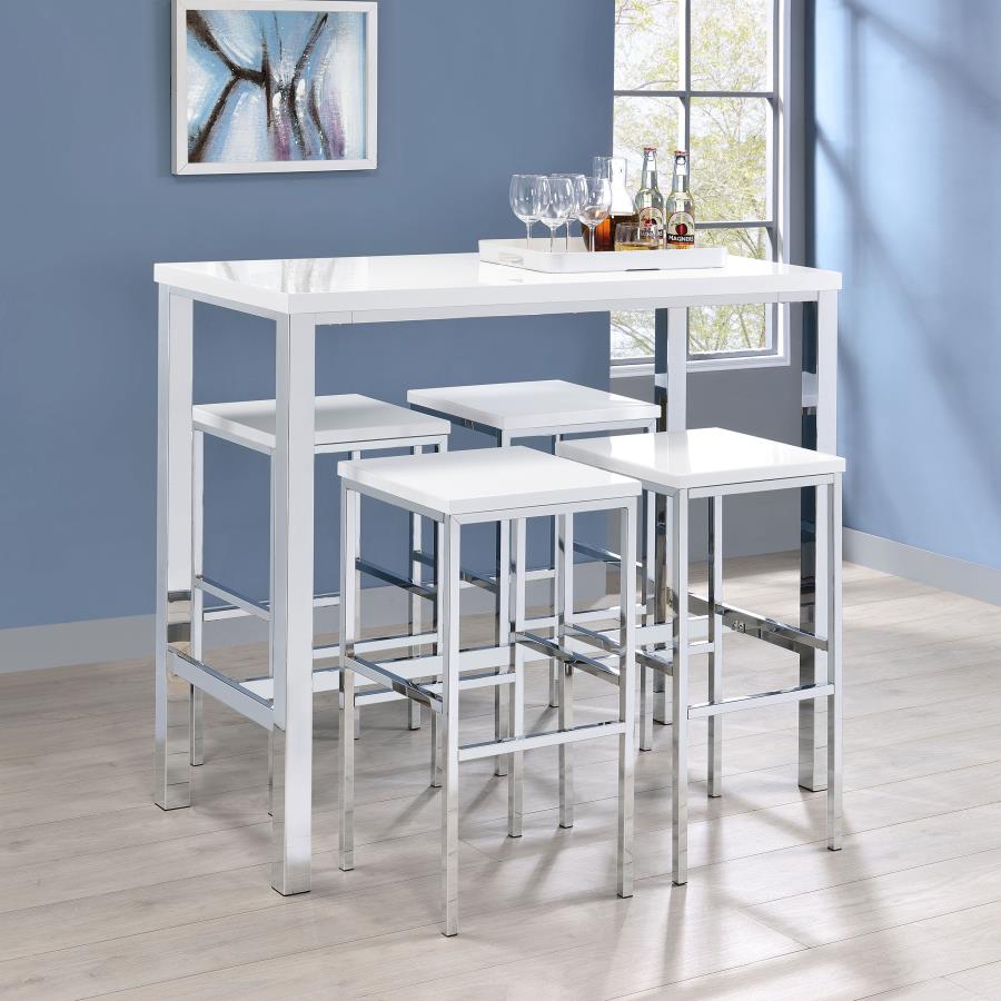 Natividad 5-piece Pub Height Bar Table Set White High Gloss-zoom-1