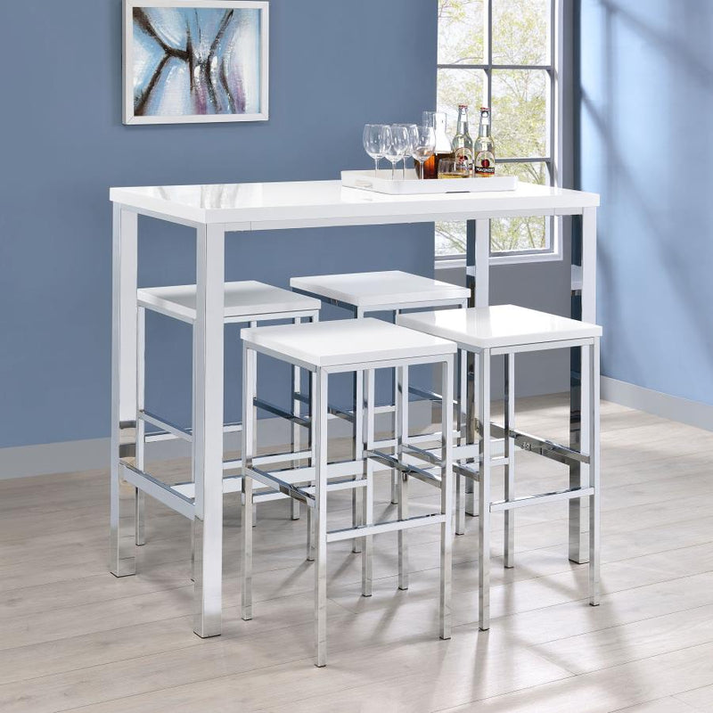 Natividad 5-piece Pub Height Bar Table Set White High Gloss-zoom-