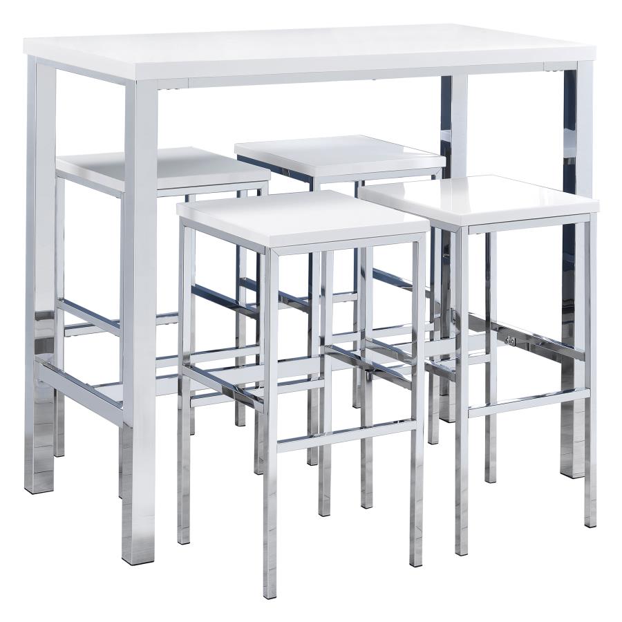 Natividad 5-piece Pub Height Bar Table Set White High Gloss-2