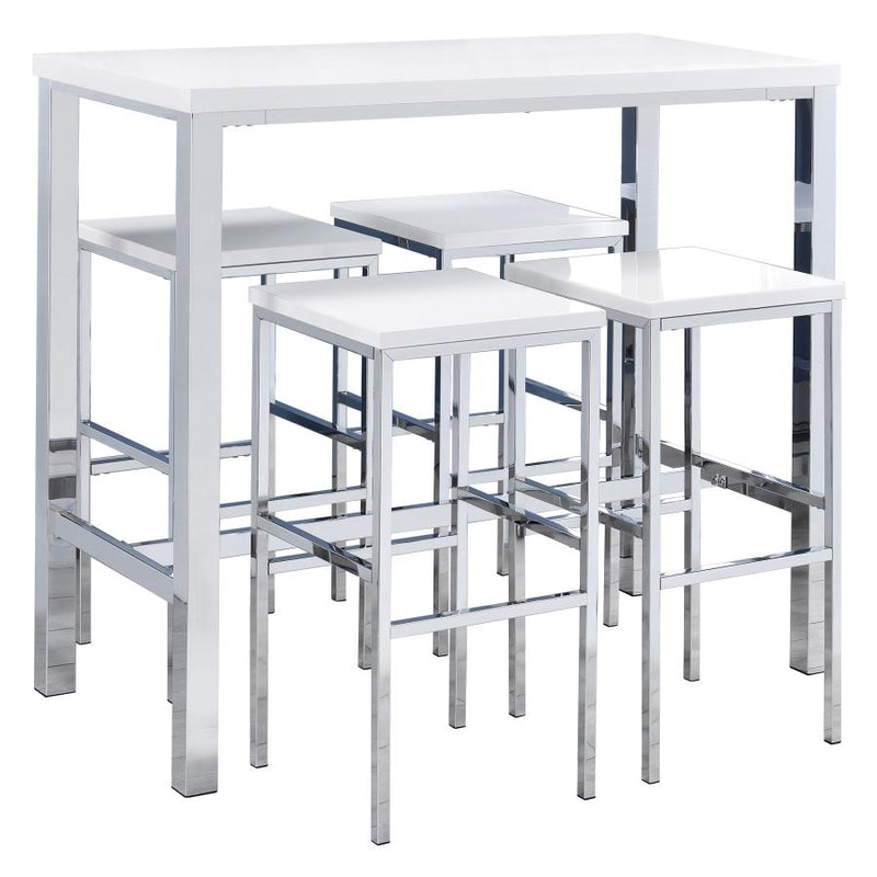Natividad 5-piece Pub Height Bar Table Set White High Gloss-zoom-