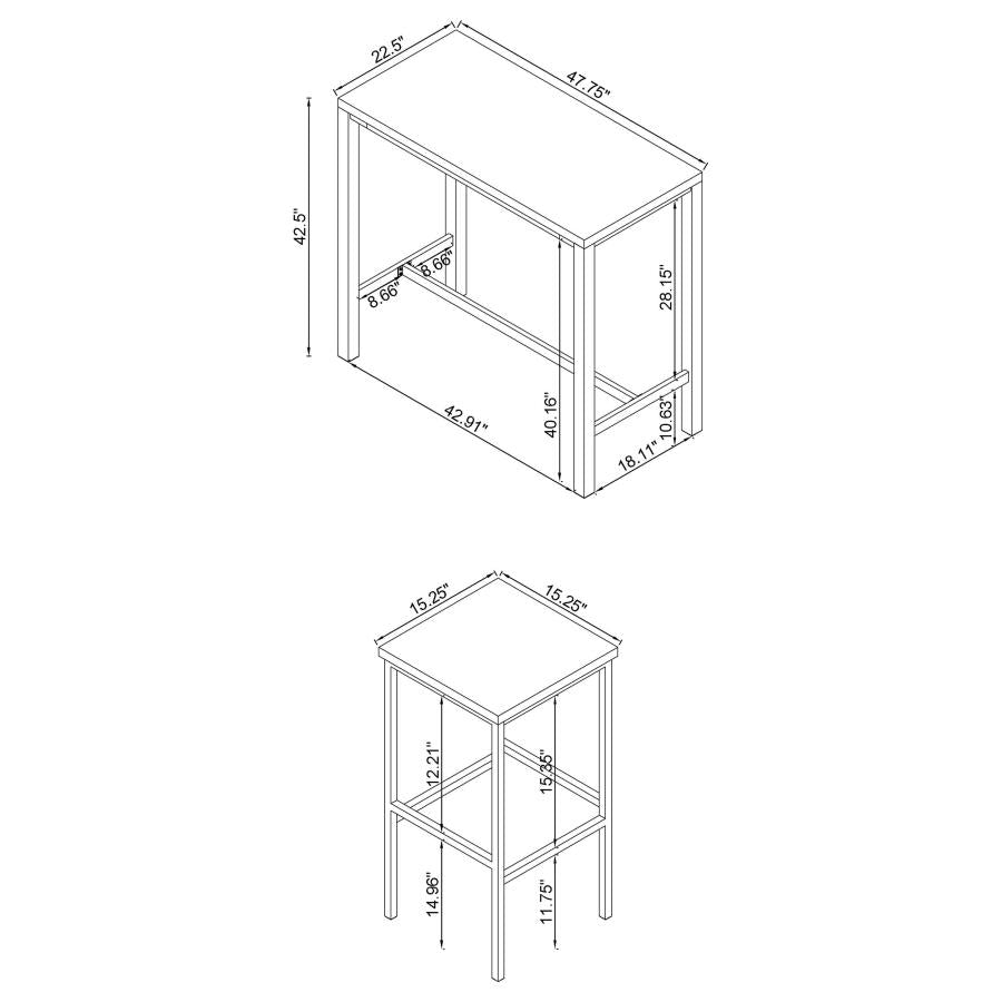 Natividad 5-piece Pub Height Bar Table Set White High Gloss-zoom-11