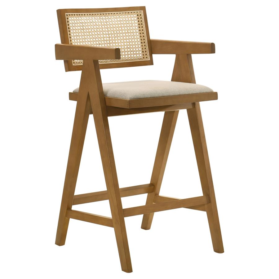 Kane Woven Rattan Wood Bar Chair Light Walnut (Set of 2)-zoom-3