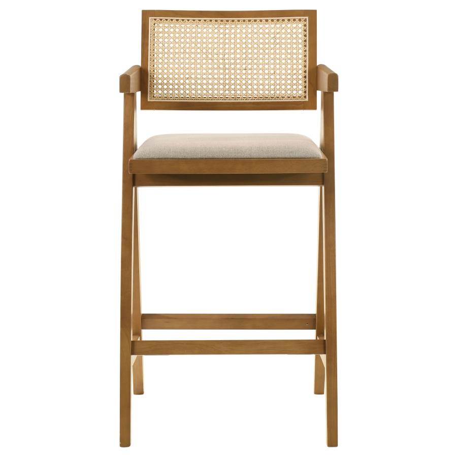 Kane Woven Rattan Wood Bar Chair Light Walnut (Set of 2)-4