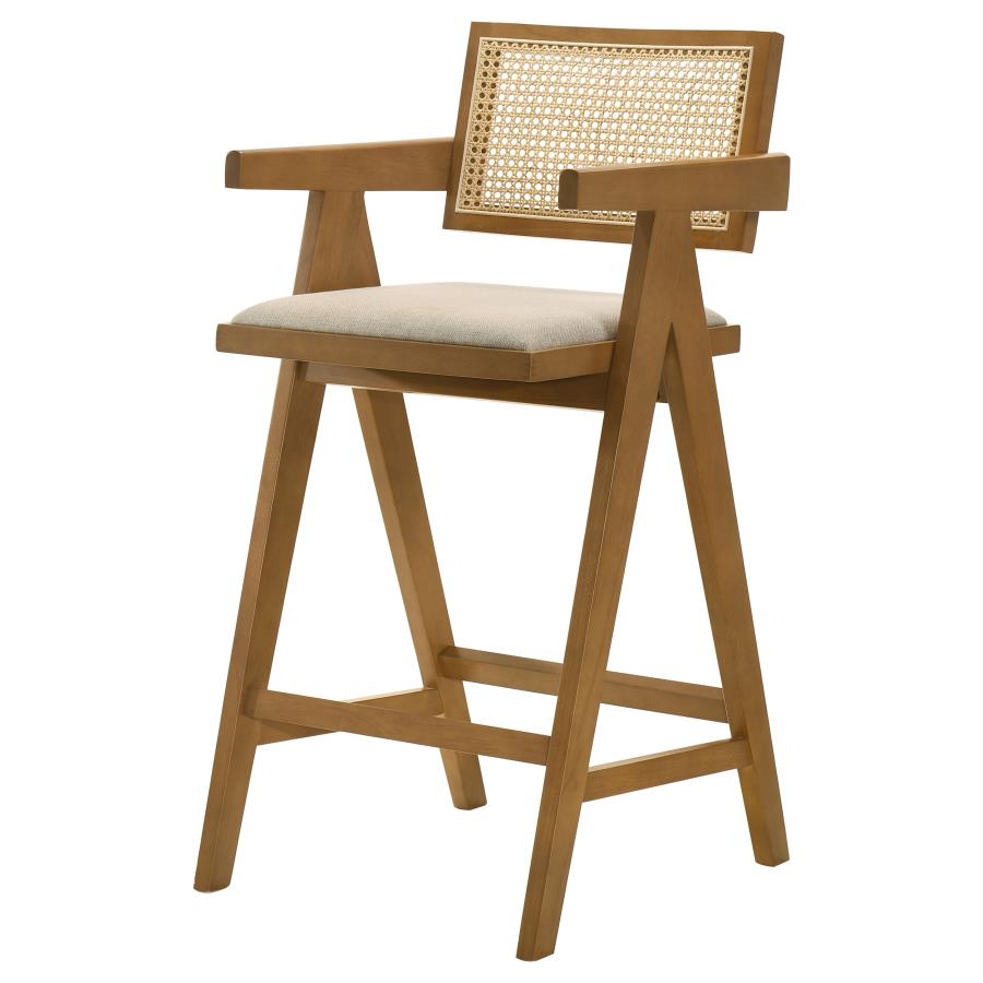 Kane Woven Rattan Wood Bar Chair Light Walnut (Set of 2)-5