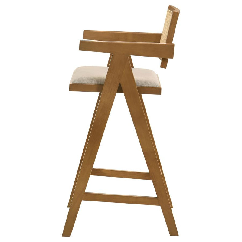 Kane Woven Rattan Wood Bar Chair Light Walnut (Set of 2)-zoom-