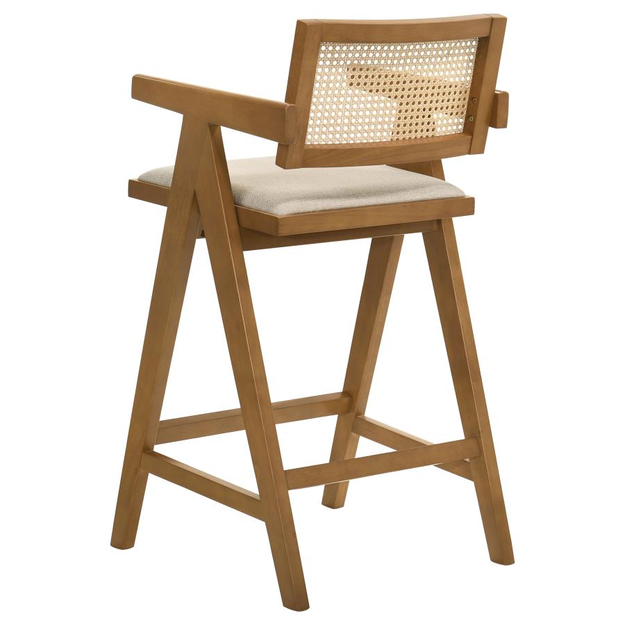 Kane Woven Rattan Wood Bar Chair Light Walnut (Set of 2)-zoom-7