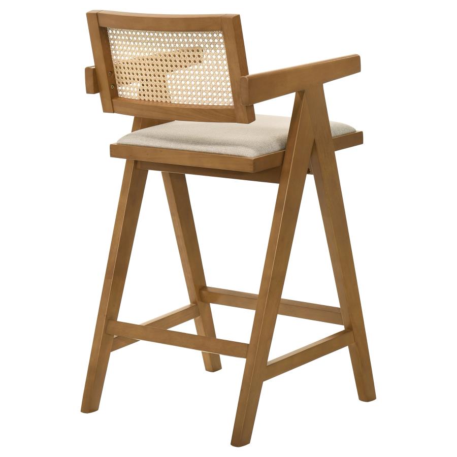 Kane Woven Rattan Wood Bar Chair Light Walnut (Set of 2)-zoom-8