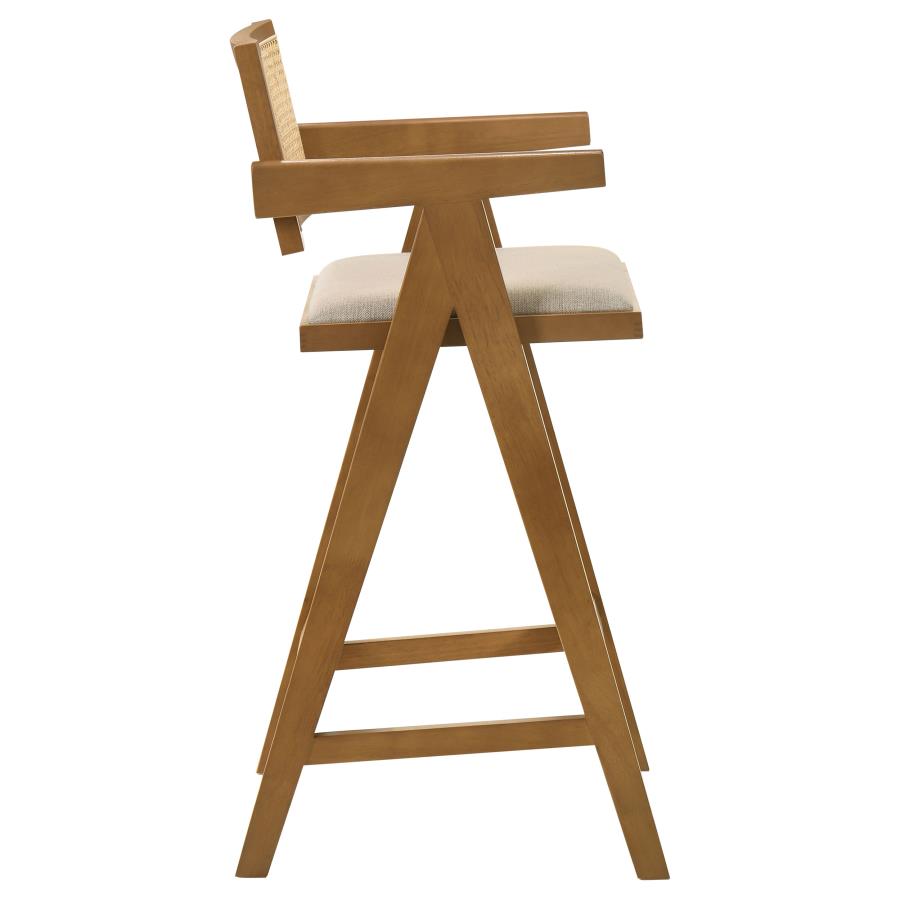 Kane Woven Rattan Wood Bar Chair Light Walnut (Set of 2)-9