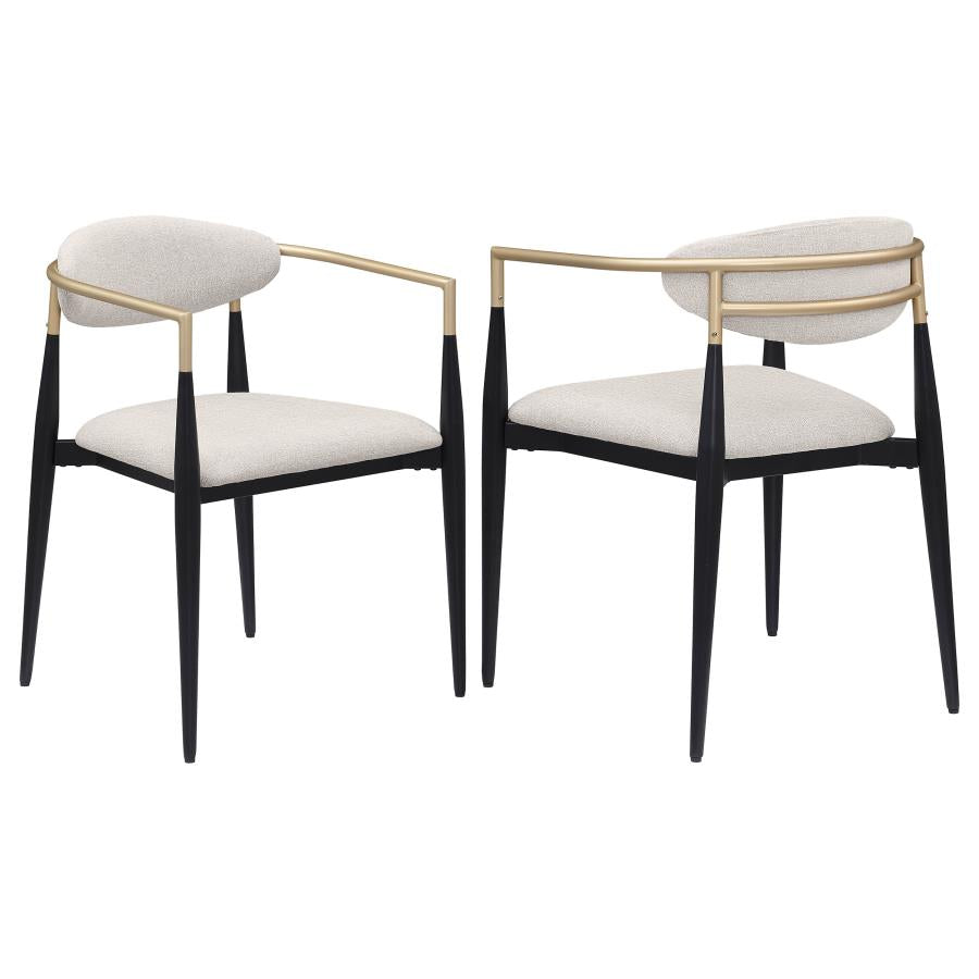 Bradbury Fabric Upholstered Dining Arm Chair Beige (Set of 2)-1