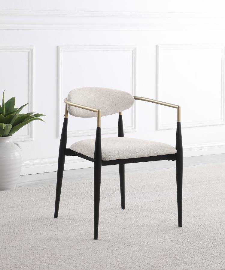 Bradbury Fabric Upholstered Dining Arm Chair Beige (Set of 2)-zoom-