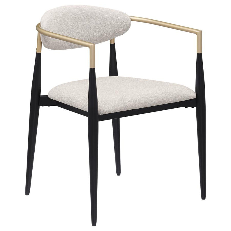 Bradbury Fabric Upholstered Dining Arm Chair Beige (Set of 2)-zoom-