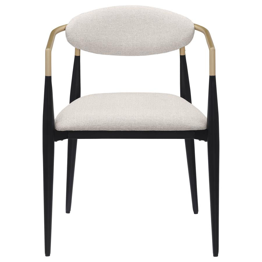 Bradbury Fabric Upholstered Dining Arm Chair Beige (Set of 2)-4