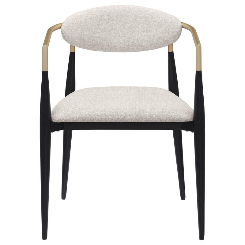 Bradbury Fabric Upholstered Dining Arm Chair Beige (Set of 2)-zoom-
