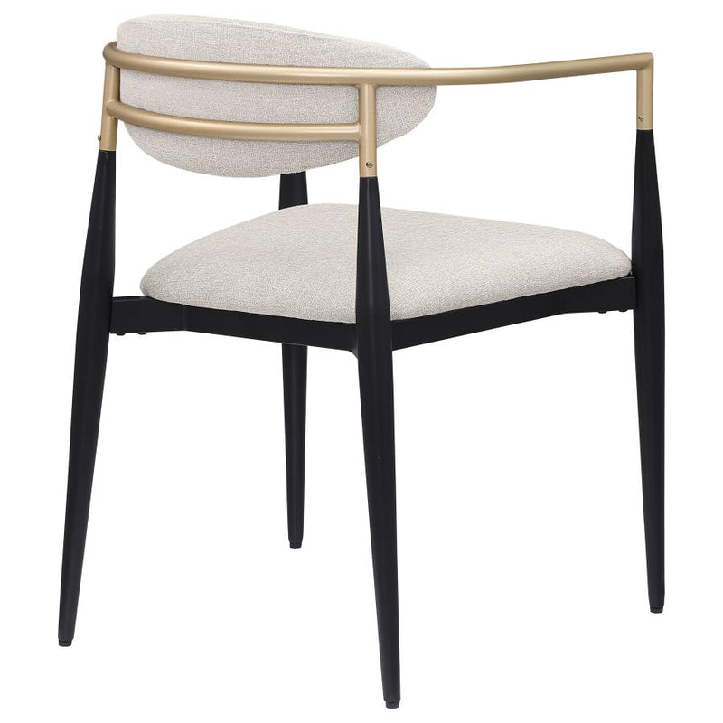 Bradbury Fabric Upholstered Dining Arm Chair Beige (Set of 2)-zoom-