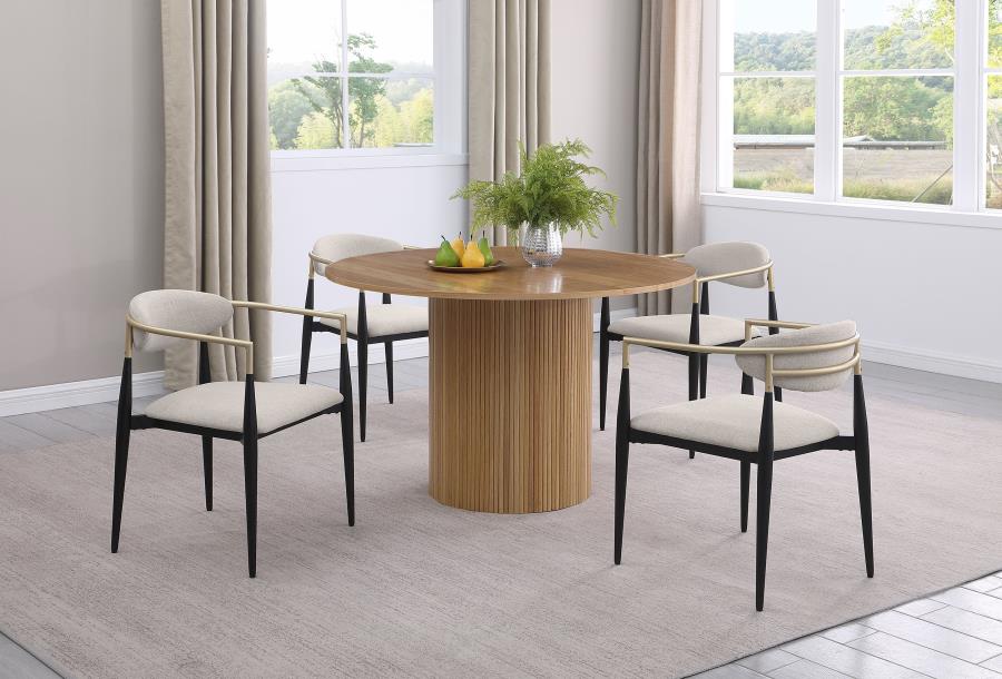 Bradbury Fabric Upholstered Dining Arm Chair Beige (Set of 2)-12