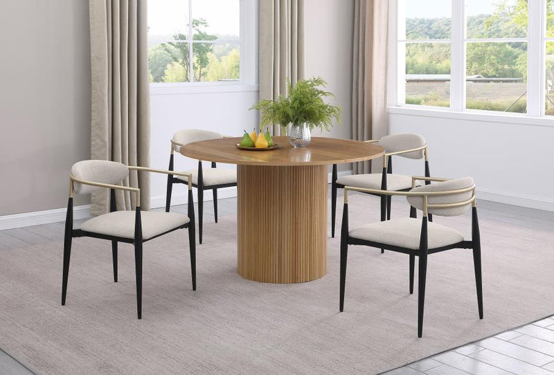 Bradbury Fabric Upholstered Dining Arm Chair Beige (Set of 2)-zoom-