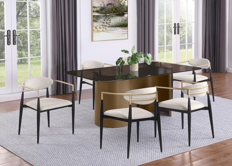 Bradbury Fabric Upholstered Dining Arm Chair Beige (Set of 2)-zoom-