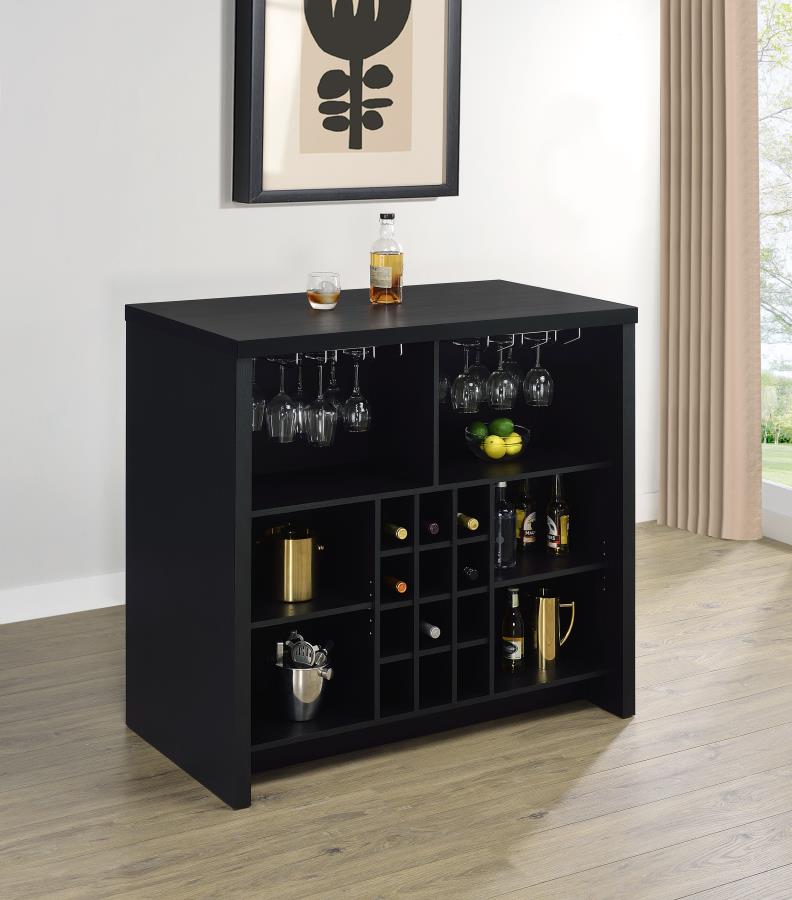 Topanga Engineered Wood Freestanding Home Bar Black-zoom-3
