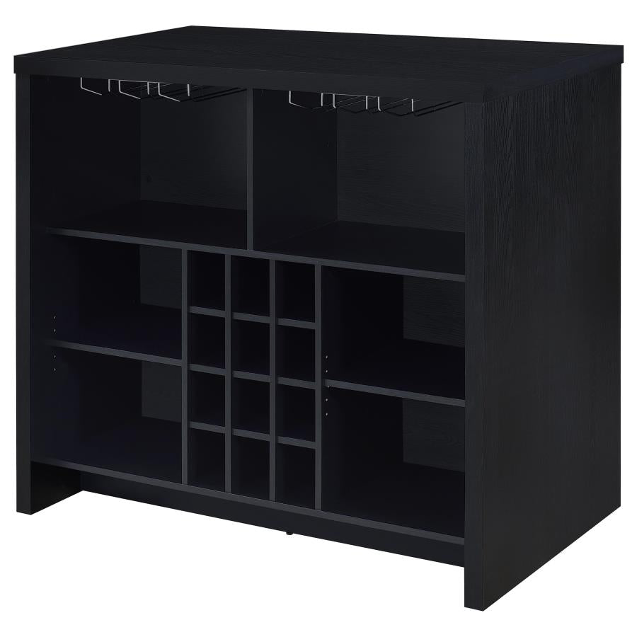 Topanga Engineered Wood Freestanding Home Bar Black-8