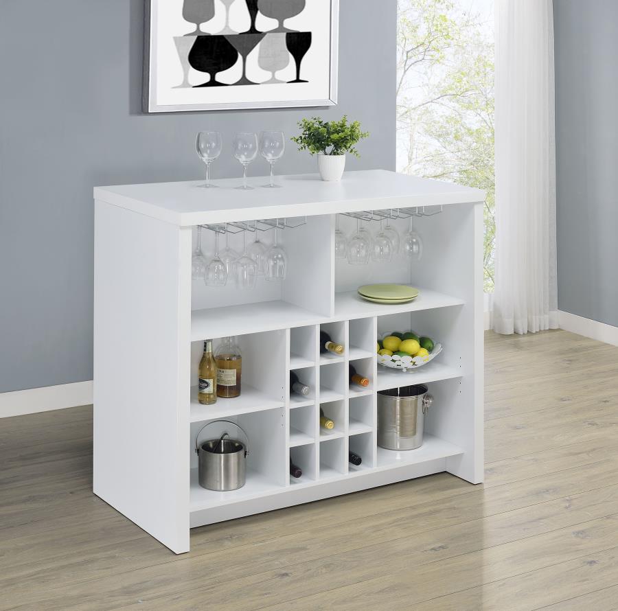 Topanga Engineered Wood Freestanding Home Bar White-3