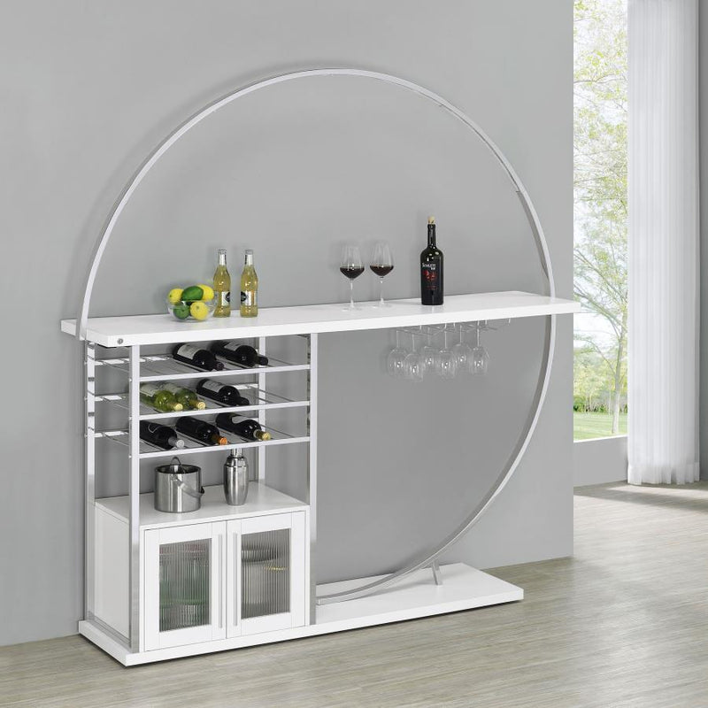 Risley 2-door Circular LED Wine Cabinet White High Gloss-zoom-