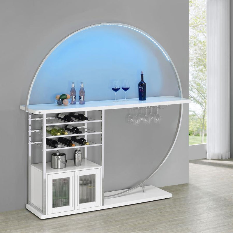 Risley 2-door Circular LED Wine Cabinet White High Gloss-zoom-