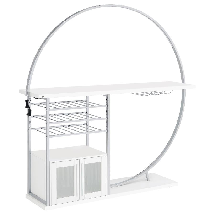 Risley 2-door Circular LED Wine Cabinet White High Gloss-1