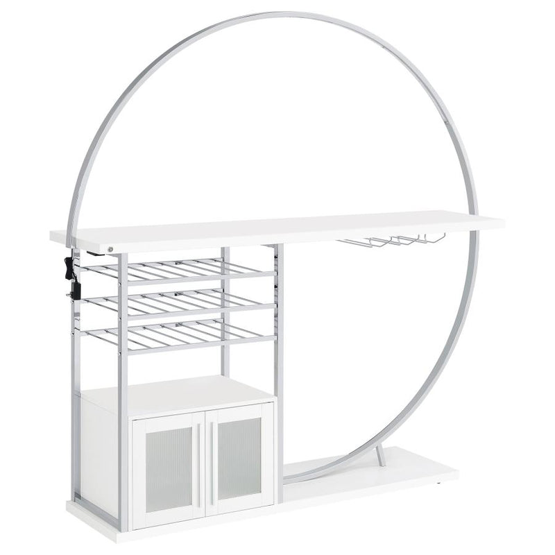 Risley 2-door Circular LED Wine Cabinet White High Gloss-zoom-