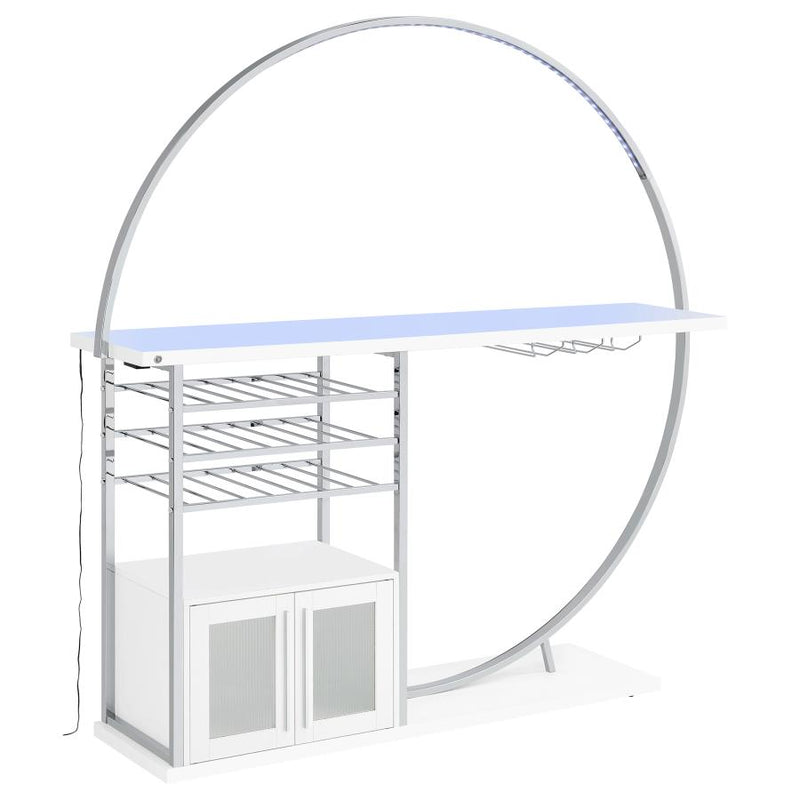 Risley 2-door Circular LED Wine Cabinet White High Gloss-zoom-